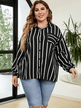 Camisa Casual Feminina Listras Plus Size