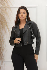 Jaqueta Bomber Feminina de Couro Sintético | Elegância e Conforto no Frio
