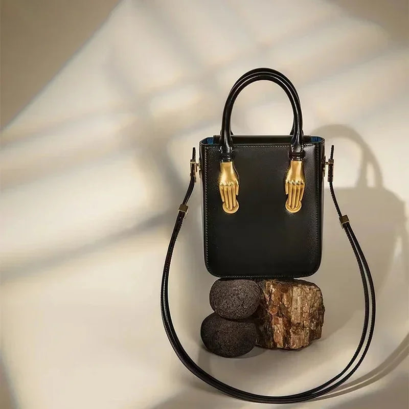 Bolsa de Couro Bellari Noir - Travas de mãozinhas