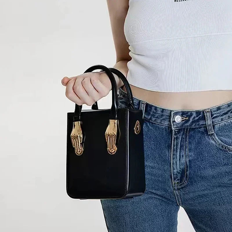 Bolsa de Couro Bellari Noir - Travas de mãozinhas