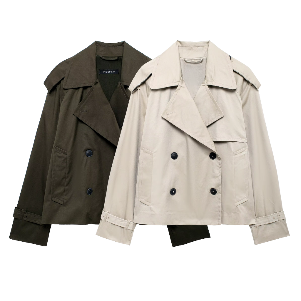 Jaqueta Feminina Trench Lapela