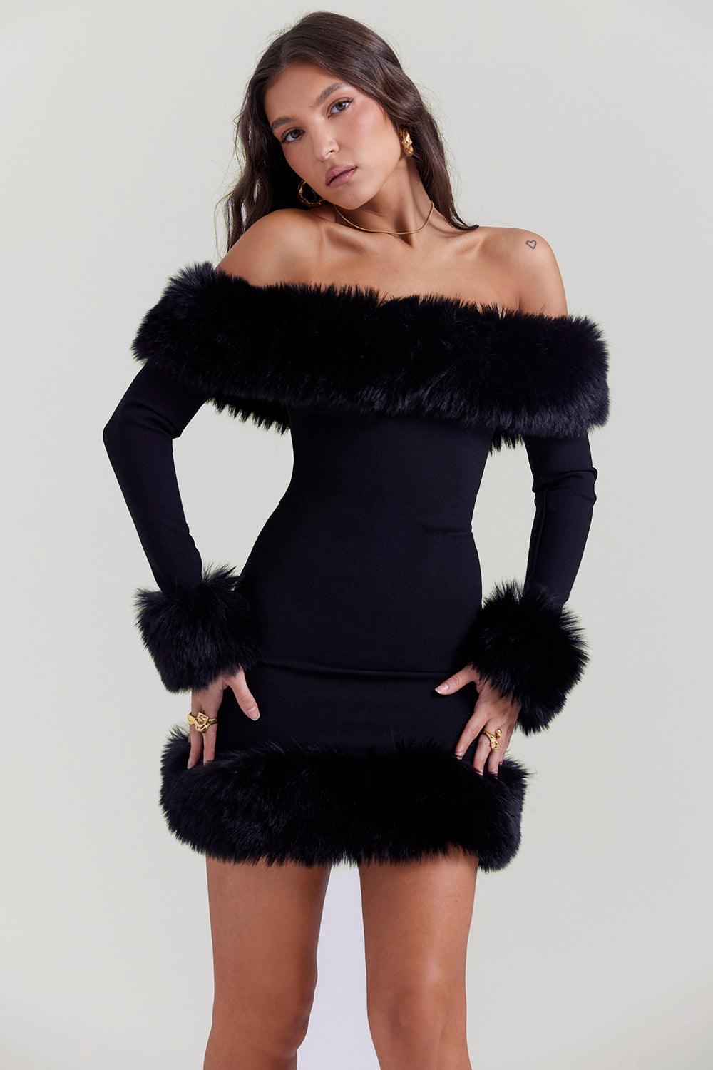 Vestido Manga Longa Com Pelinhos - Kalie
