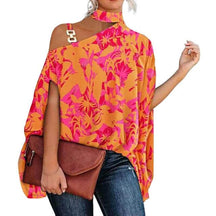 Camisa Feminina Gola Alta e Ombro Aberto - Brenda