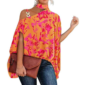Camisa Feminina Gola Alta e Ombro Aberto - Brenda