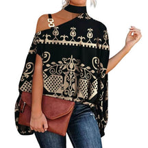 Camisa Feminina Gola Alta e Ombro Aberto - Brenda