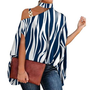 Camisa Feminina Gola Alta e Ombro Aberto - Brenda