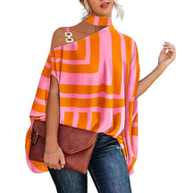 Camisa Feminina Gola Alta e Ombro Aberto - Brenda