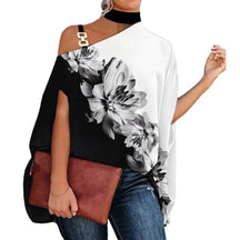 Camisa Feminina Gola Alta e Ombro Aberto - Brenda