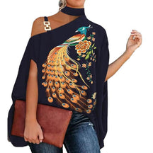 Camisa Feminina Gola Alta e Ombro Aberto - Brenda