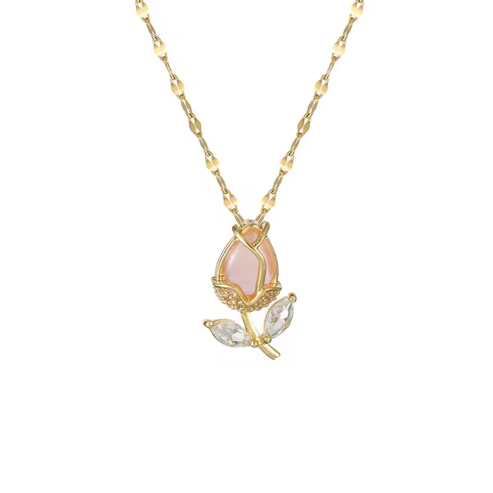 Colar Feminino Rosa Encantada