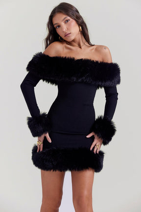 Vestido Manga Longa Com Pelinhos - Kalie